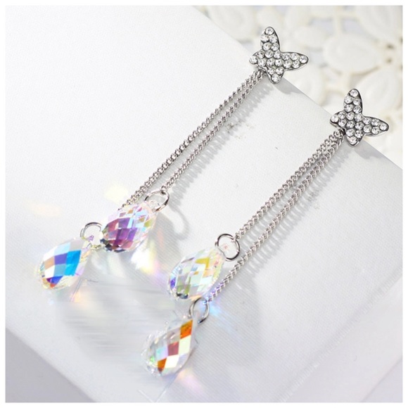 Swarovski Crystals Long Butterfly Earrings - Picture 5 of 6